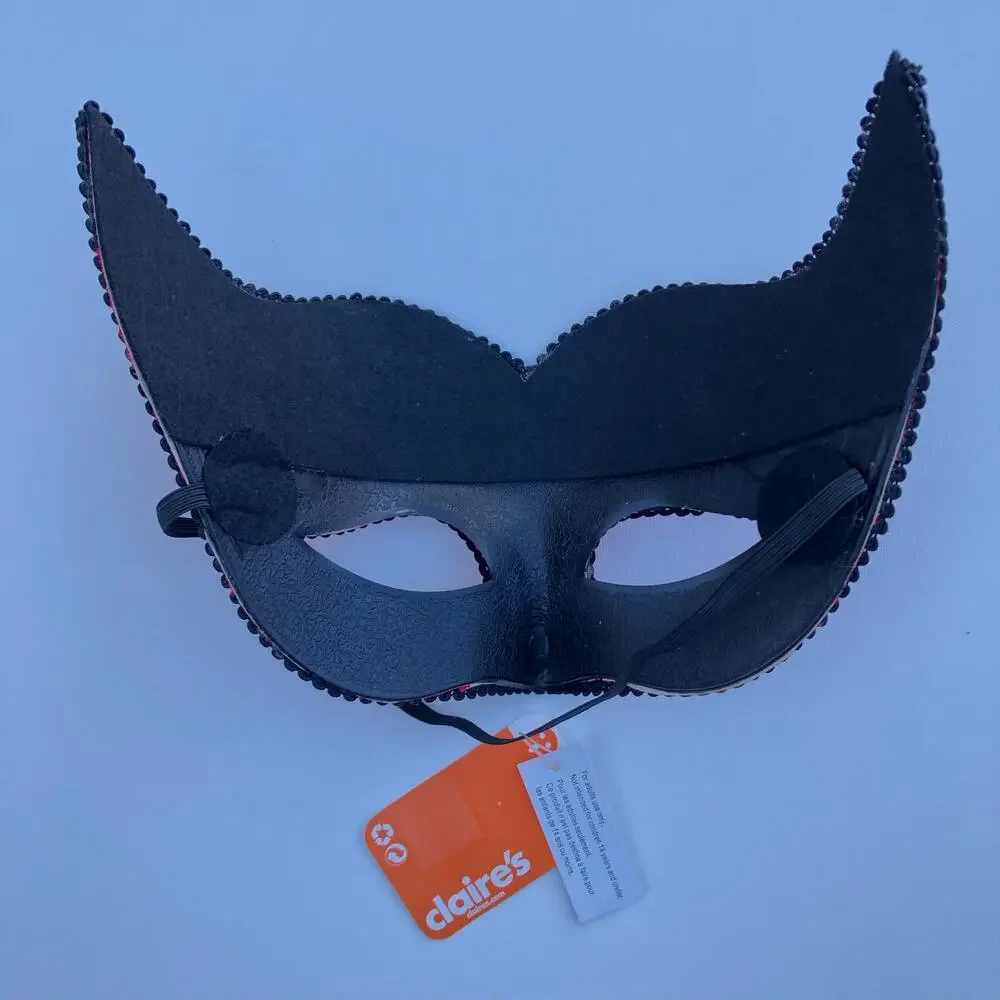 NEW Claire's Red Masquerade Mask Lace Glitter‎ Mardi Gras Costume Halloween